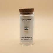 Daughter 925 Sterling Silver Pendant With Chain Adjustable Length in Glass Bottle